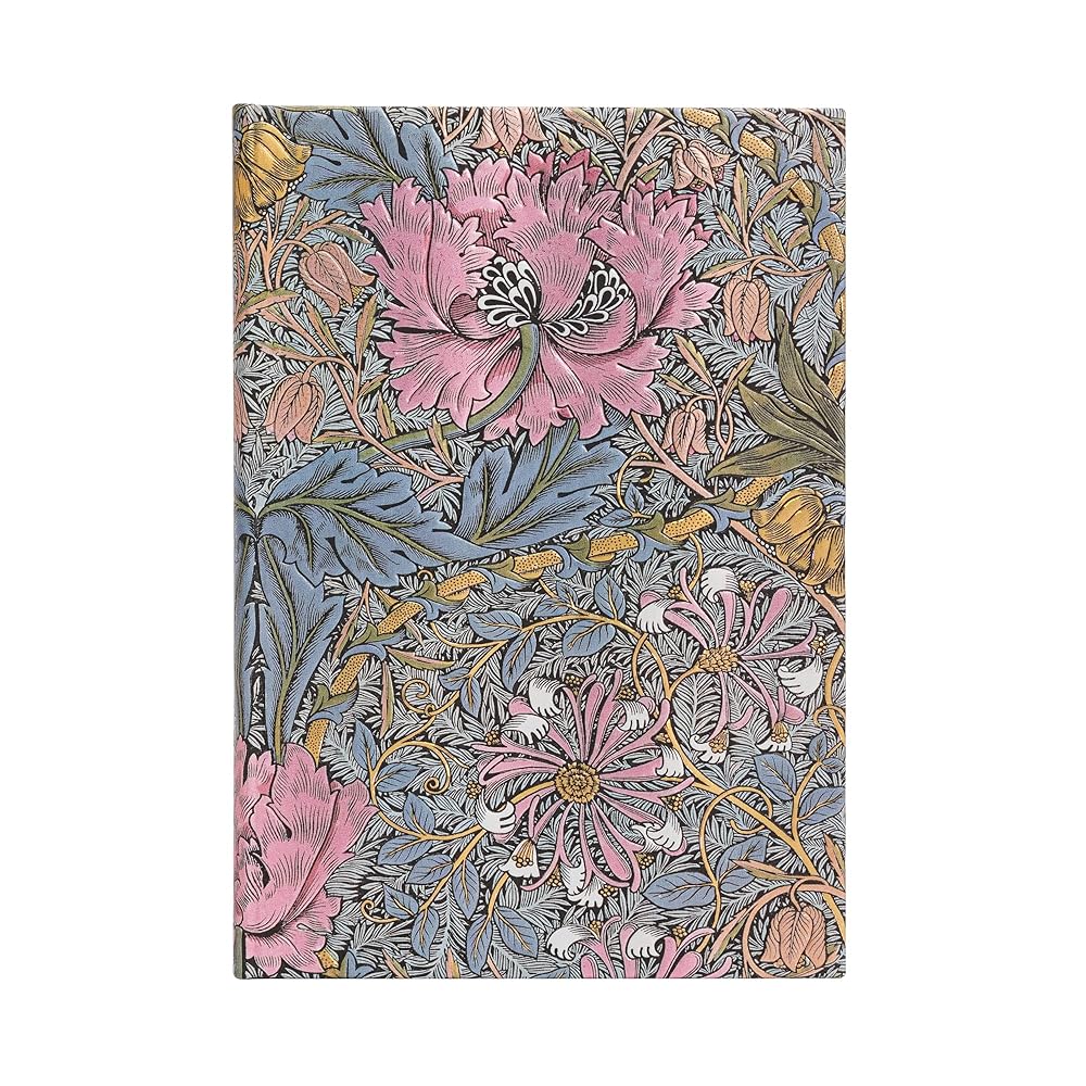 Morris Pink Honeysuckle Midi Lined Hardcover Journal, 144pg, 120GSM by Paperblanks (William Morris) cover image