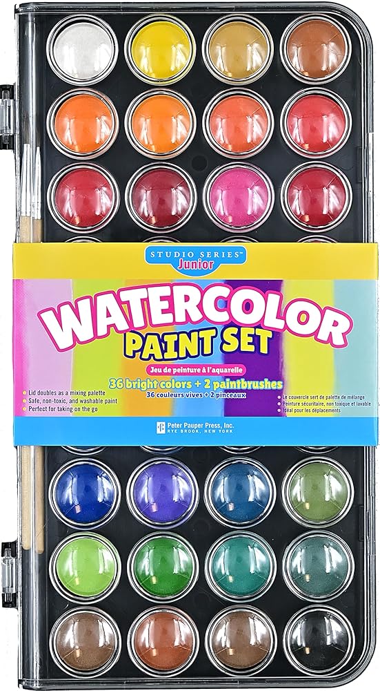 Studio Series Junior Watercolor Paint Set (set of 36 colors with 2 paint brushes) cover image