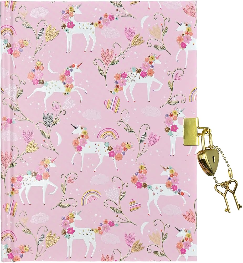 Unicorn Blooms Locking Journal (Diary with Lock) cover image