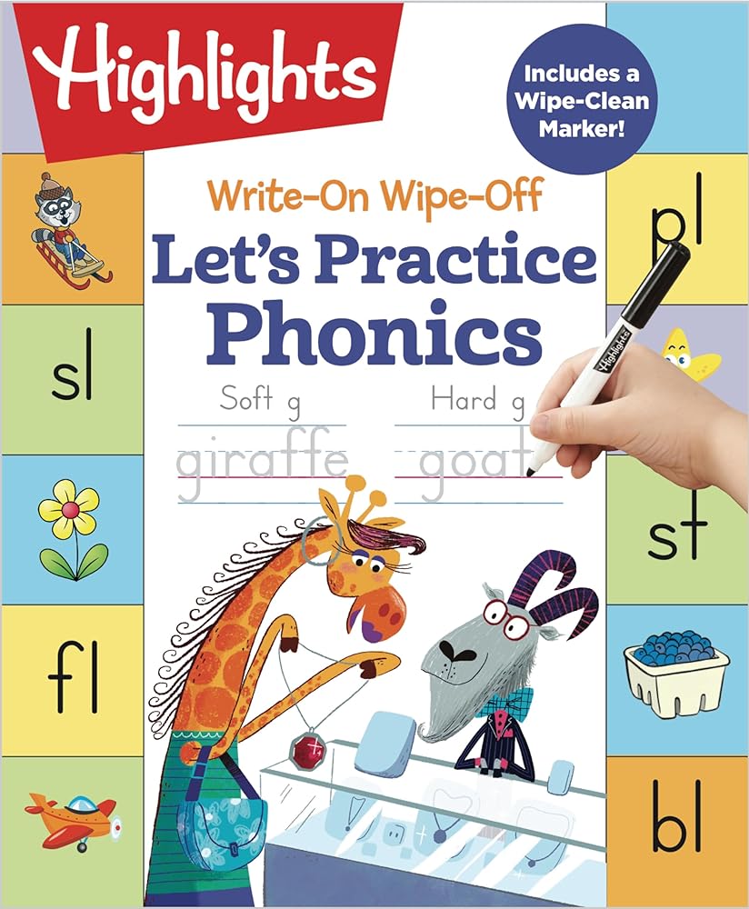 Write-On Wipe-Off Let's Practice Phonics (Highlights Write-On Wipe-Off Fun to Learn Activity Books) cover image