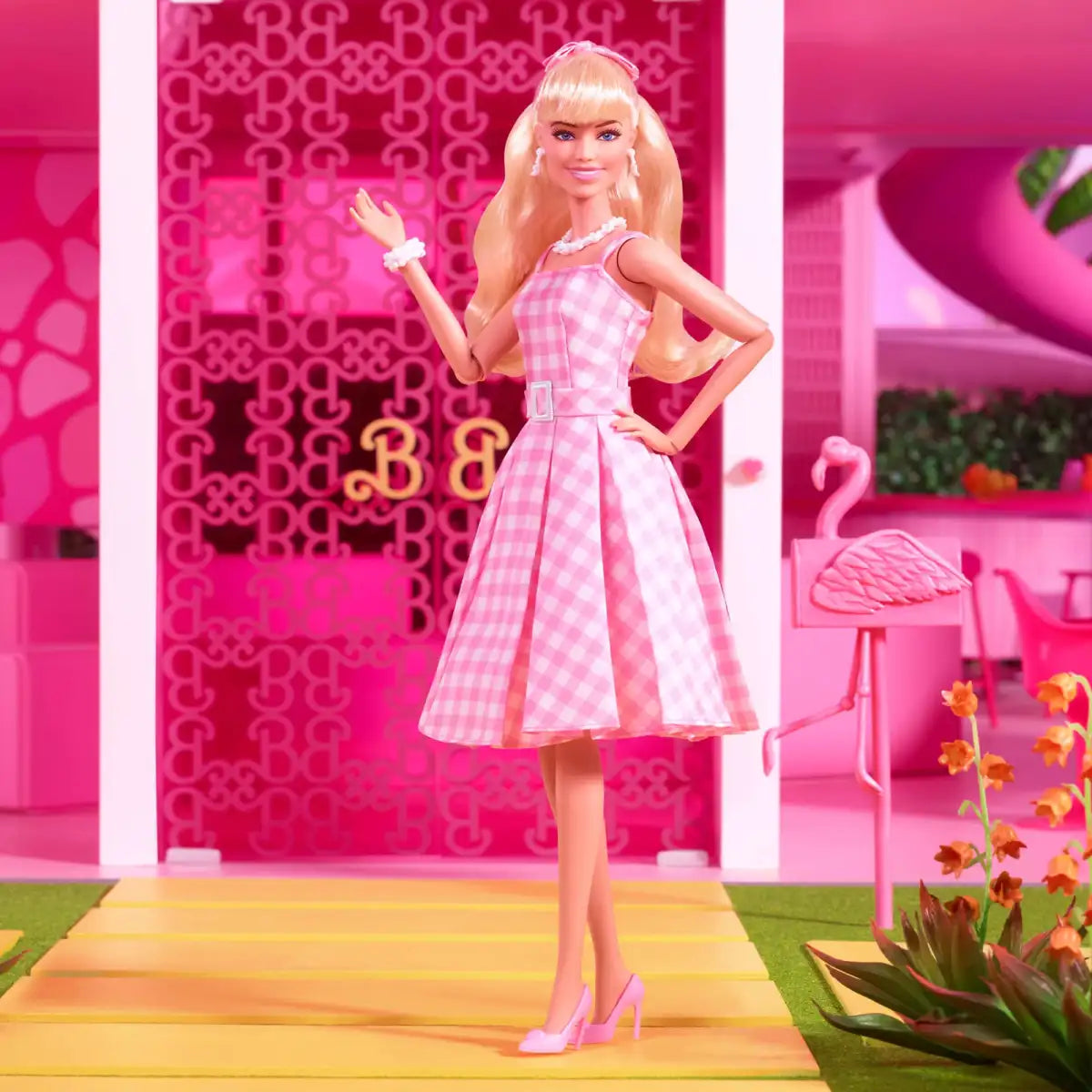 Barbie Movie Pink Gingham Dress Doll